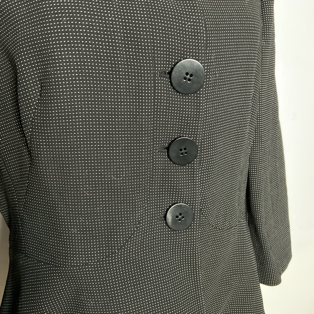 Armani Collezioni Black White Micro Stitch Button Down Peplum Blazer Size 12 - Picture 5 of 8